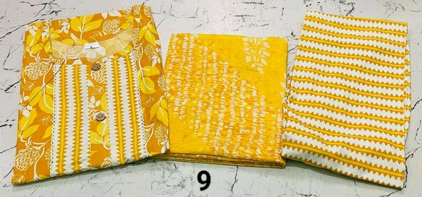 Premium Quality Cotton Kurti Pant Set 💜💚💛