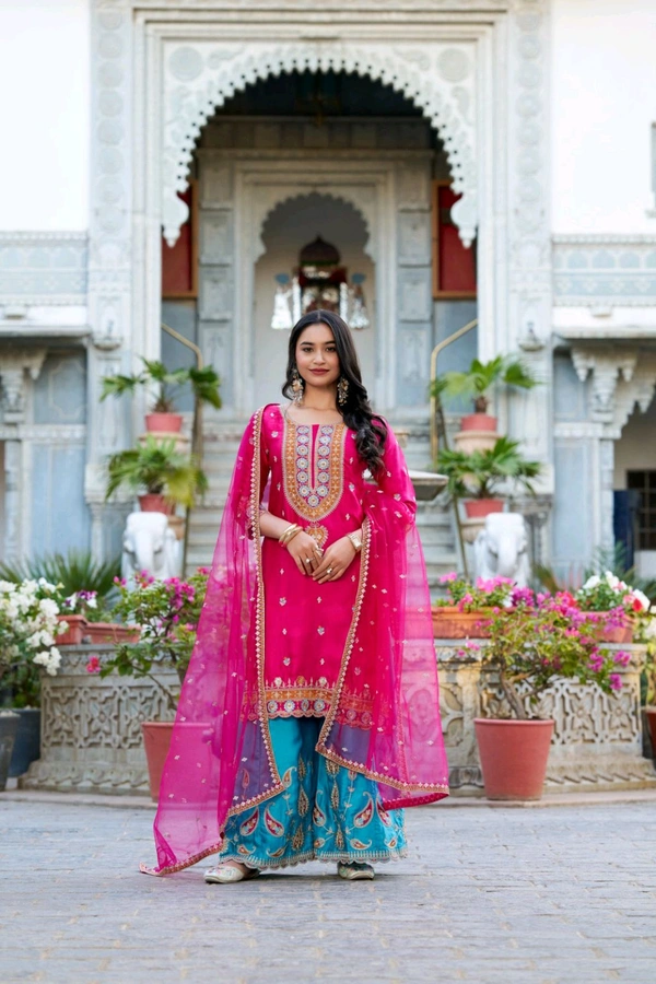 VIVVA Moonga Silk Ethnic Dress With Beautiful Heavy Embroidery Work