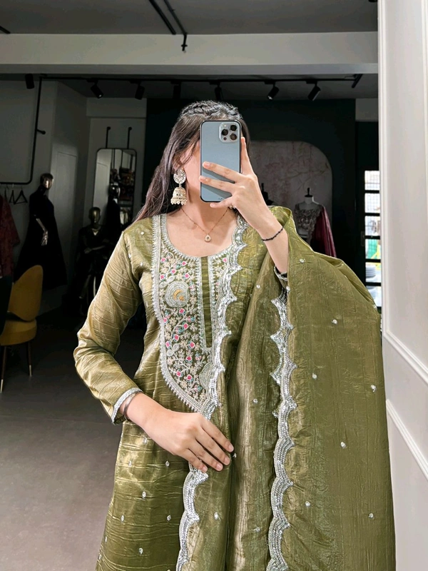 Royal Looking Olive Green Ethnic Suit 