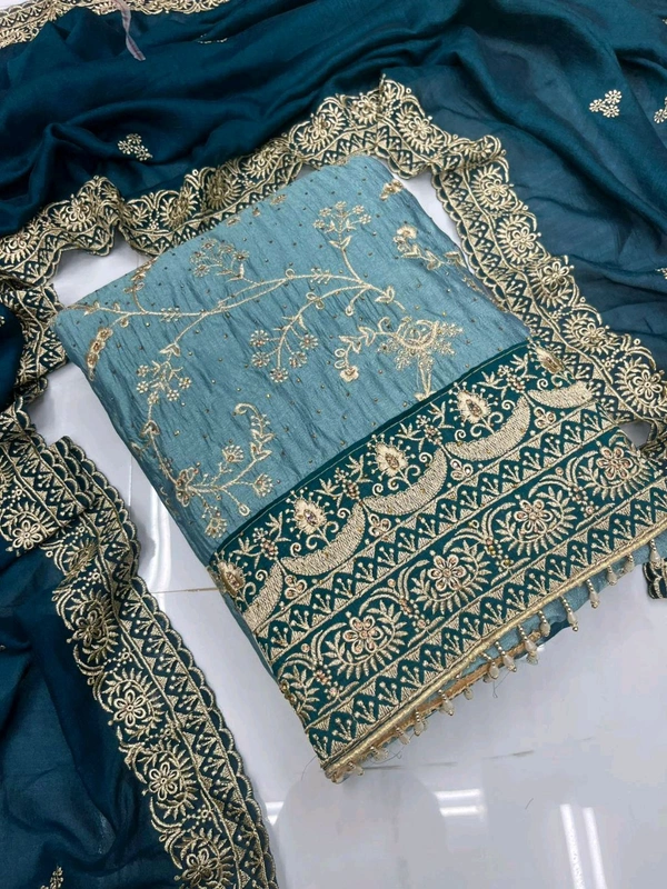 Pure Vichitra Silk Fancy Designer Pcs