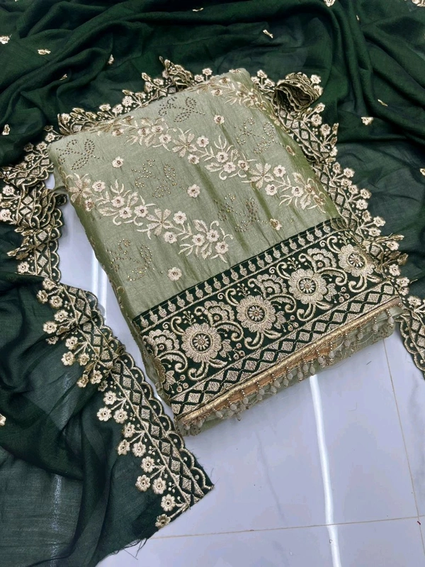 Pure Vichitra Silk Fancy Designer Pcs