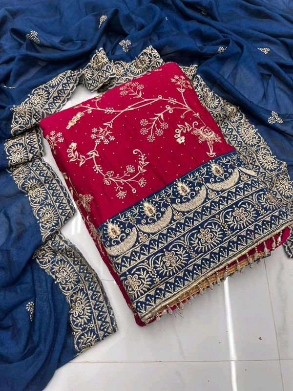 Pure Vichitra Silk Fancy Designer Pcs