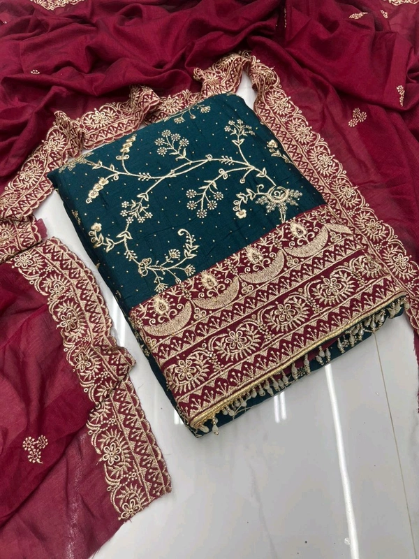 Pure Vichitra Silk Fancy Designer Pcs