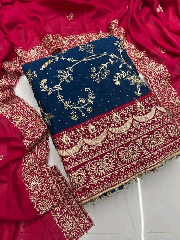 Pure Vichitra Silk Fancy Designer Pcs