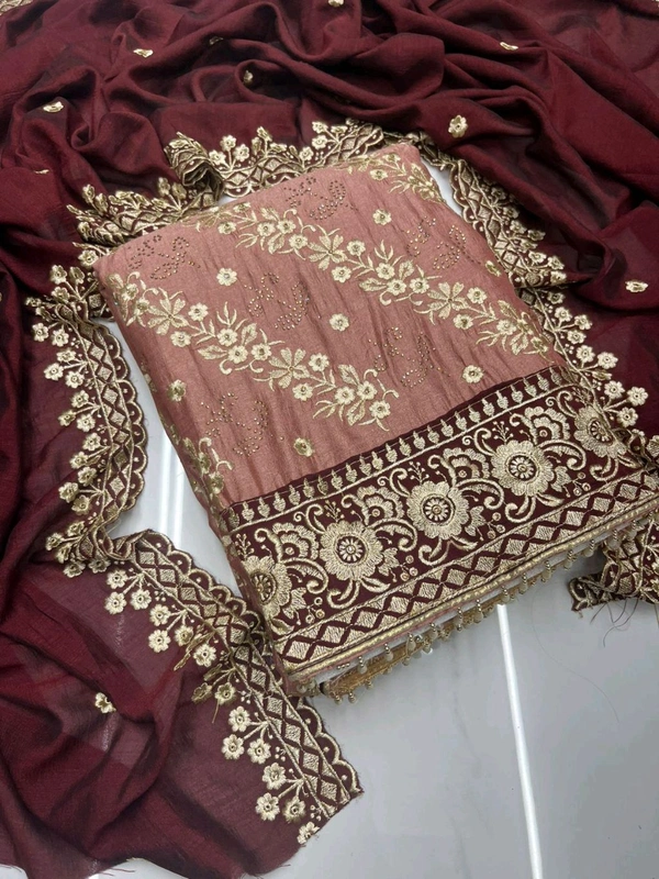 Pure Vichitra Silk Fancy Designer Pcs