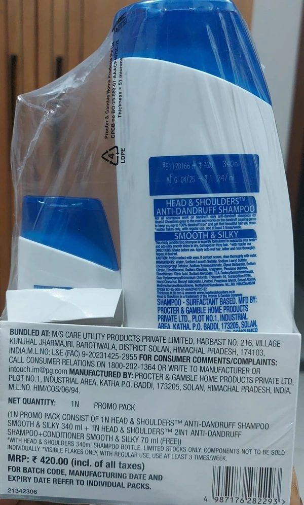 HEAD & SHOULDERS ANTI-DANDRUFF SHAMPOO - 340 ML + 70 ML FREE