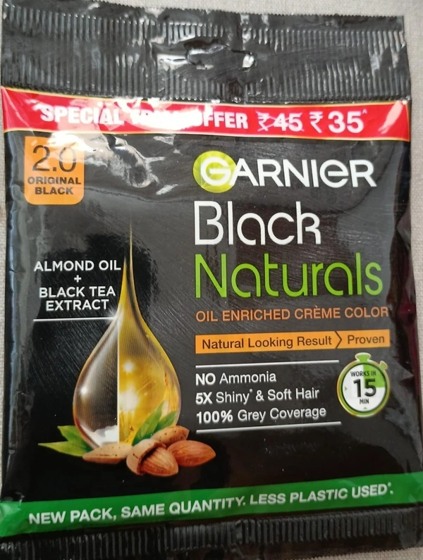 GARNIER BLACK NATURAL HAIR COLOUR 2.0 - 20 ML