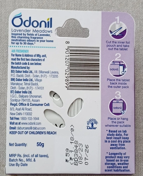 ODONIL AIR FRESHENER - 50 G, LAVENDER MEADOWS
