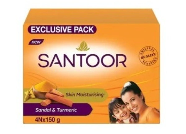SANTOOR Santoor Sandal & Turmeric 4 Pcs + 2 pcs free - 150 Gram