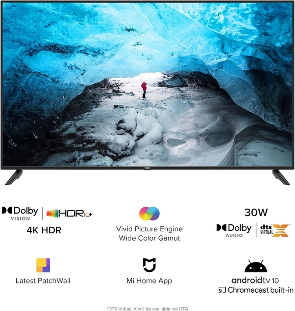 XIAOMI Redmi 139 cm (55 inches) 4K Android Smart LED TV X55 with Dolby Vision & 30W Dolby Audio (Black) - X55