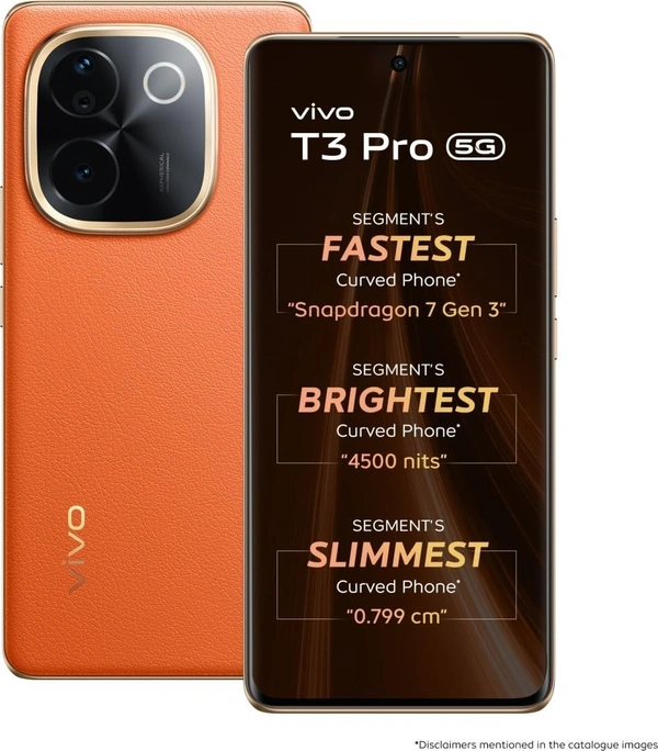 vivo T3 Pro 5G (Sandstone Orange, 8GB RAM+ 256GB Storage) | Snapdragon 7 Gen 3 Processor | 120Hz AMOLED Display | Dual Nano-SIM | 5500mAh Battery