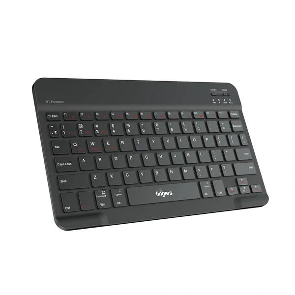 FINGERS BT-Freedom Mini Bluetooth Keyboard - Type-C Rechargeable 30 Days Long Battery Life, X-Type Scissor Keys, Portable Design for Laptops, Tablets & Smartphones (Jet Black)