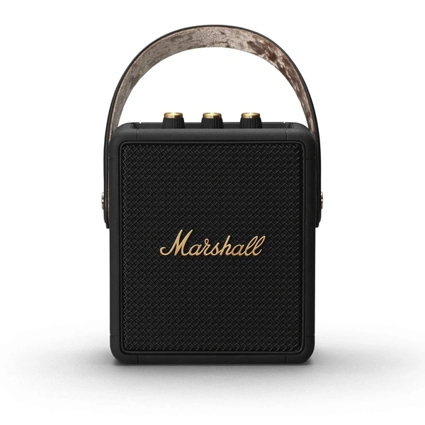  Marshall Stockwell II Portable Bluetooth Speaker with 20+ Hours of Portable Playtime, (360° Sound), Water-Resistant (IPX4) – Black & Brass