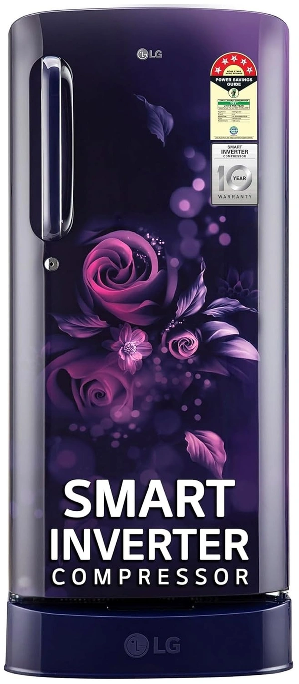 LG 185 L 5 Star Inverter Direct-Cool Single Door Refrigerator (GL-D201ABEU, Blue Euphoria, Base stand with drawer)