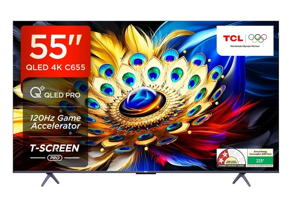 TCL 55" QLED 4K UHD TV with 2.1ch ONKYO built in woofer, 120hz rate (C61B, C655)