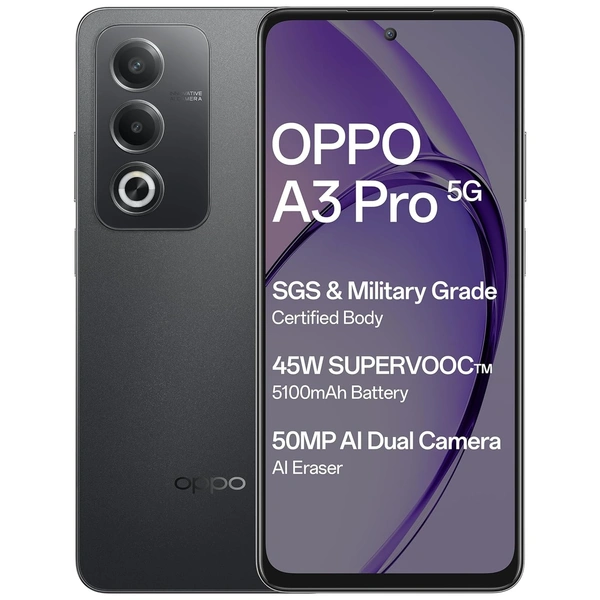  Oppo A3 Pro 5G (Starry Black, 8GB RAM, 128GB Storage)|6.67” HD+ 120Hz Refresh Rate Screen | 45W SUPERVOOC
