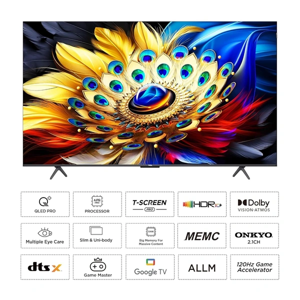 TCL 55" QLED 4K UHD TV with 2.1ch ONKYO built in woofer, 120hz rate (C61B, C655) - 55C655