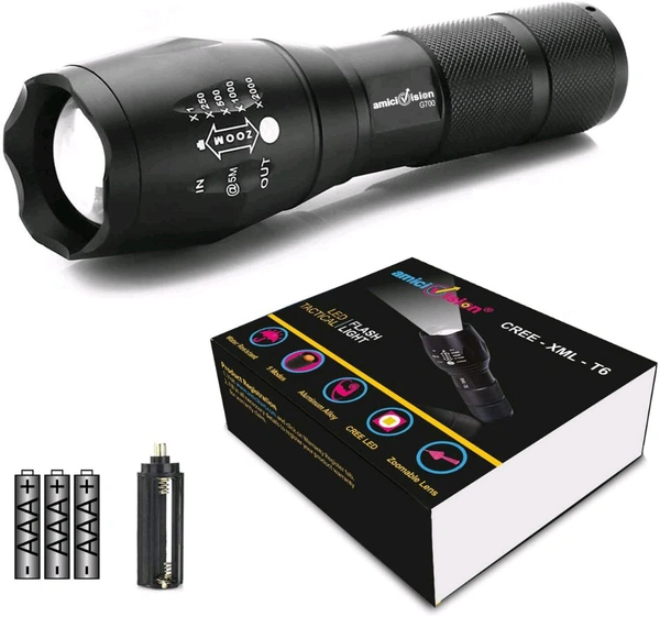 LUMINOX GEAR Metal Led Torch Flashlight Xml T6 Water Resistance 5 Modes Adjustable Focus Rechargeable!