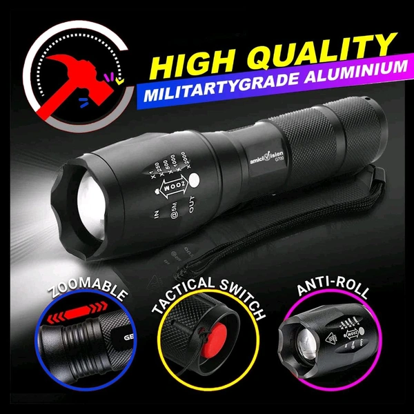 LUMINOX GEAR Metal Led Torch Flashlight Xml T6 Water Resistance 5 Modes Adjustable Focus Rechargeable!