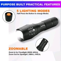 LUMINOX GEAR Metal Led Torch Flashlight Xml T6 Water Resistance 5 Modes Adjustable Focus Rechargeable!