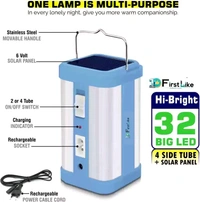 SOLARLITE PRO 4 Tubes 80 Watts 360 Degree Extra Bright Lantern with Solar & Electric Charging Long Backup Rechargeable Emergency Lights!