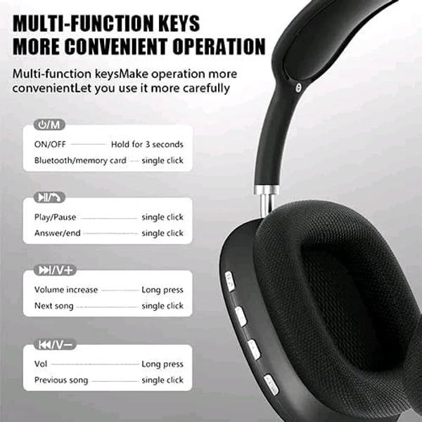 AURAFLEX P9 Pro+ Wireless Over-Ear Headphones, Green, Cushioned Earpads, Multi-Function Controls!