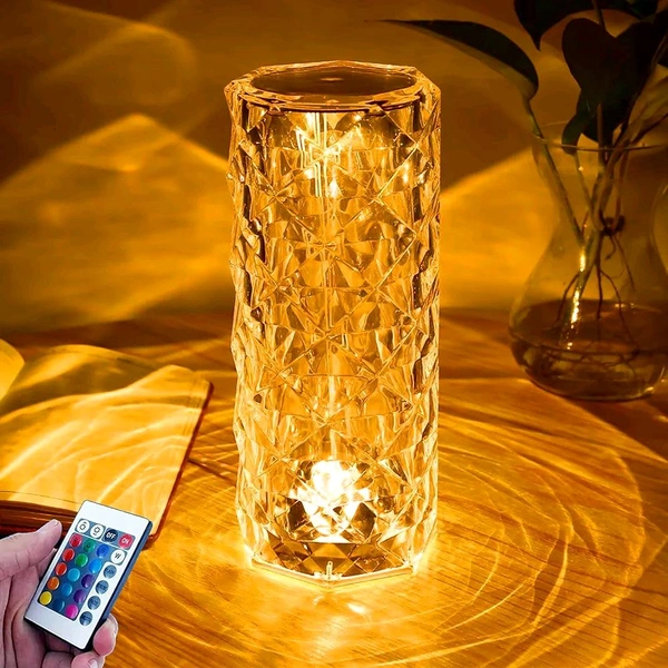 LUXORA GLOW 16 Color Changing Rose Crystal Diamond Table Lamp,USB Rechargeable Touch Bedside Lamp Night Light with Remote Control!