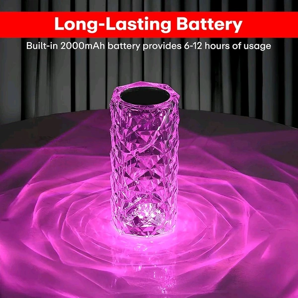 LUXORA GLOW 16 Color Changing Rose Crystal Diamond Table Lamp,USB Rechargeable Touch Bedside Lamp Night Light with Remote Control!