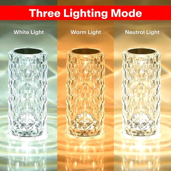 LUXORA GLOW 16 Color Changing Rose Crystal Diamond Table Lamp,USB Rechargeable Touch Bedside Lamp Night Light with Remote Control!