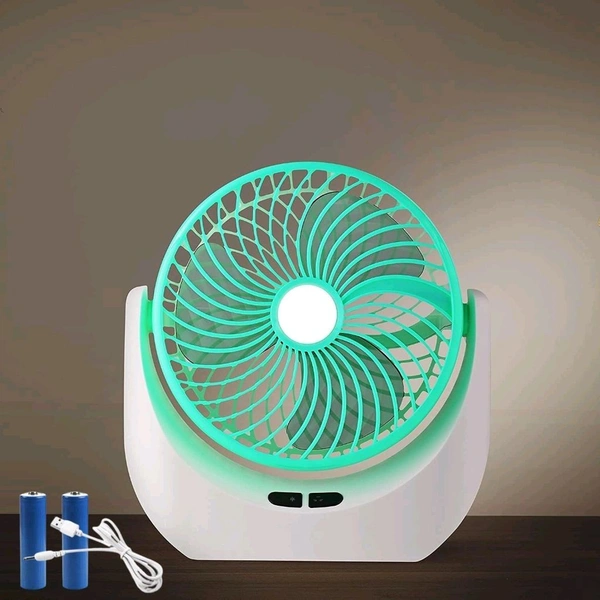 AEROLUXE Rechargeable Table Fan with LED Light – High-Speed, Powerful Airflow for Home, Office & Kitchen (Multicolor)