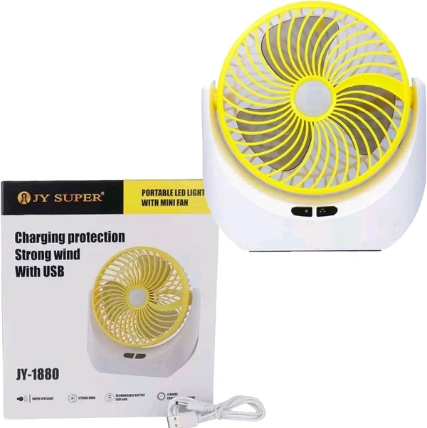 AEROLUXE Rechargeable Table Fan with LED Light – High-Speed, Powerful Airflow for Home, Office & Kitchen (Multicolor)
