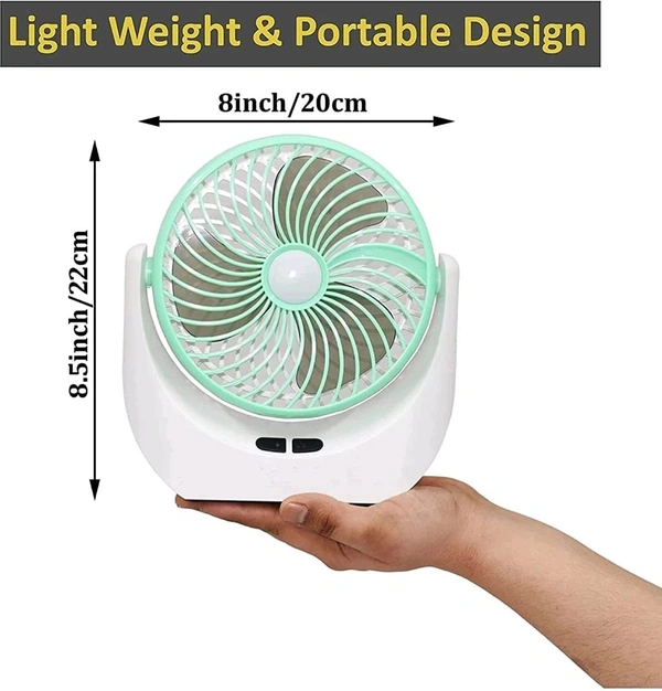 AEROLUXE Rechargeable Table Fan with LED Light – High-Speed, Powerful Airflow for Home, Office & Kitchen (Multicolor)