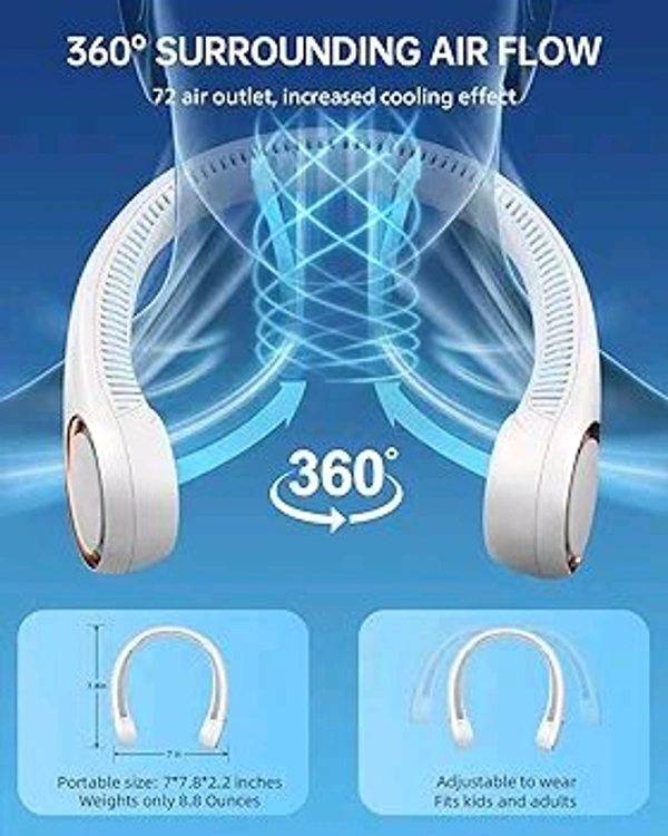 AIRVANA Personal Bladeless Fan, Mini Neckband Fan For Kitchen Women Travel Summer Outdoor & Home, Usb Charging Wearable 360° Cooling Collar Fans 