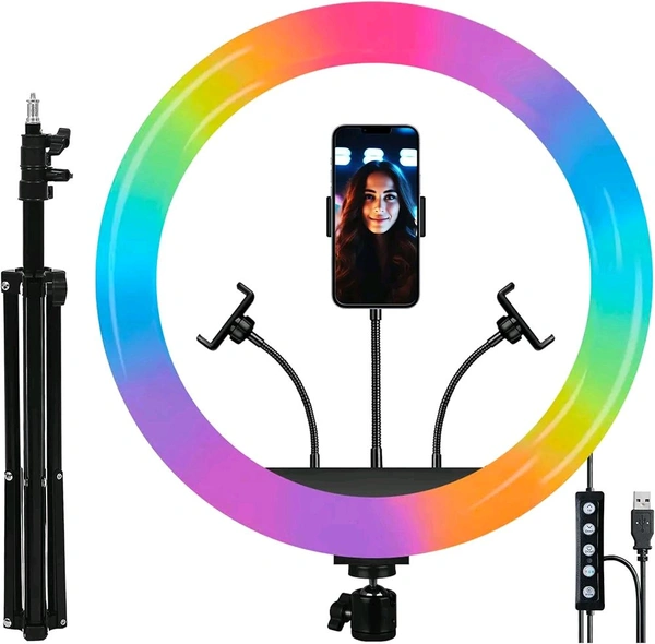 LUMILUX PRO 16” RGB LED Ring Light with 7’ Foldable Tripod – 28+ Multicolor Modes, Professional Studio Kit for Photo/Video!