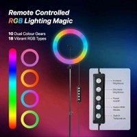 LUMILUX PRO 16” RGB LED Ring Light with 7’ Foldable Tripod – 28+ Multicolor Modes, Professional Studio Kit for Photo/Video!