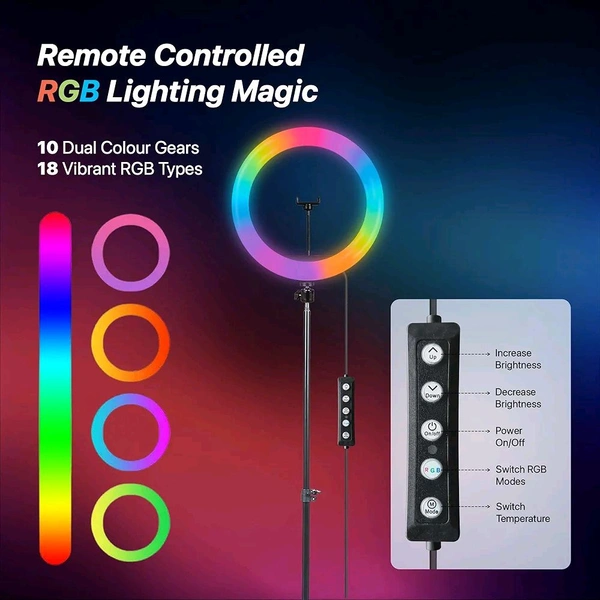 LUMILUX PRO 16” RGB LED Ring Light with 7’ Foldable Tripod – 28+ Multicolor Modes, Professional Studio Kit for Photo/Video!