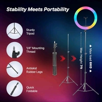 LUMILUX PRO 16” RGB LED Ring Light with 7’ Foldable Tripod – 28+ Multicolor Modes, Professional Studio Kit for Photo/Video!