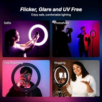 LUMILUX PRO 16” RGB LED Ring Light with 7’ Foldable Tripod – 28+ Multicolor Modes, Professional Studio Kit for Photo/Video!