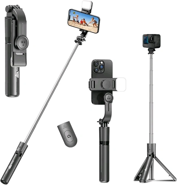SNAPVUE S3-L 3-in-1 Selfie Stick Tripod – Detachable LED Light & Wireless Remote, Extendable Stand for iPhone, Vlogging, Travel & More