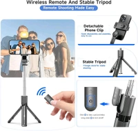 SNAPVUE S3-L 3-in-1 Selfie Stick Tripod – Detachable LED Light & Wireless Remote, Extendable Stand for iPhone, Vlogging, Travel & More