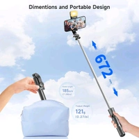 SNAPVUE S3-L 3-in-1 Selfie Stick Tripod – Detachable LED Light & Wireless Remote, Extendable Stand for iPhone, Vlogging, Travel & More