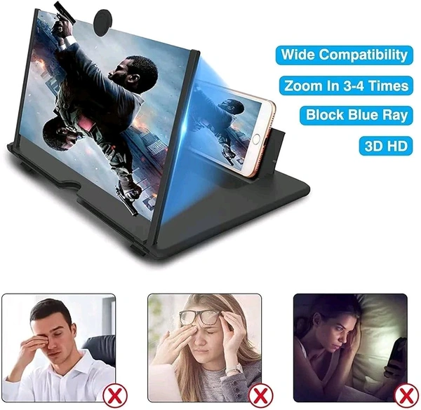VISIONMAX 3D HD Mobile Screen Glass Magnifier Enhance Your Viewing Experience with Screen Amplifier Perfect for Movies, Gaming, and Reading