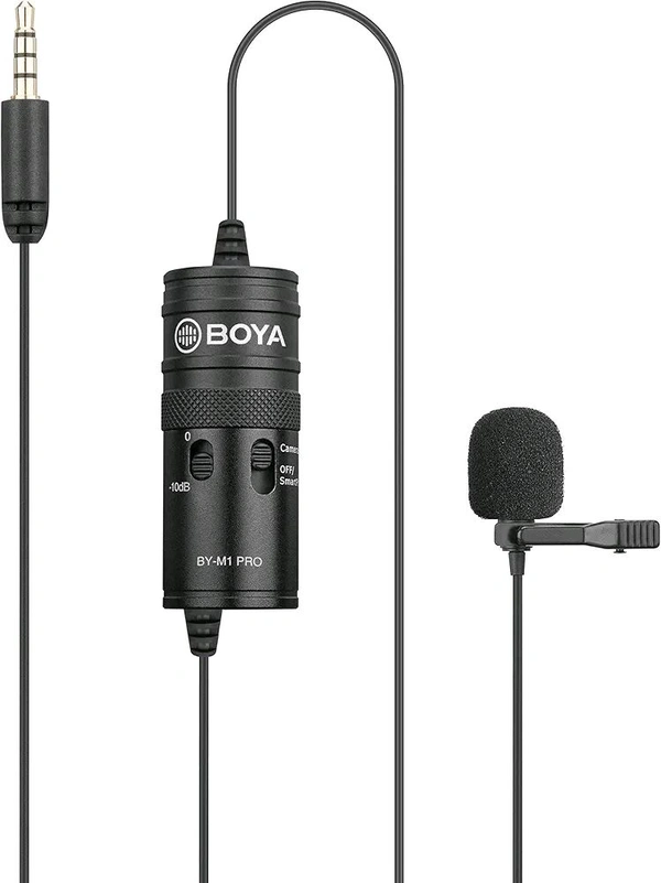 BOYA BY-M1 Pro Lavalier Condenser Microphone – Omnidirectional Mic with 20 Ft Cable for Smartphones, Cameras, Audio Recorders & Laptops
