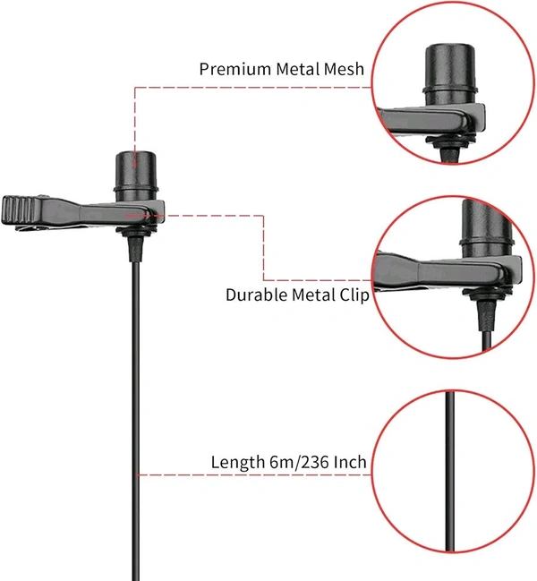 BOYA BY-M1 Pro Lavalier Condenser Microphone – Omnidirectional Mic with 20 Ft Cable for Smartphones, Cameras, Audio Recorders & Laptops