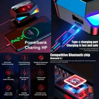 MONSTERBEAT M28 Wireless Earbuds – TWS Bluetooth 5.1 Gaming Earphones with Touch Control, Microphone & Mirror Screen LED