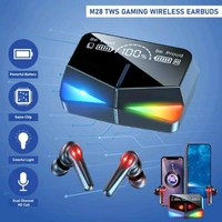 MONSTERBEAT M28 Wireless Earbuds – TWS Bluetooth 5.1 Gaming Earphones with Touch Control, Microphone & Mirror Screen LED