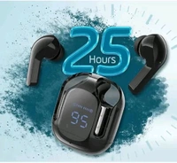 ULTRABOOST Ultrapod Pro Wireless Earbuds – Bluetooth In-Ear Headphones with Active Noise Cancellation, Transparent Charging Case, & LED Digital Display