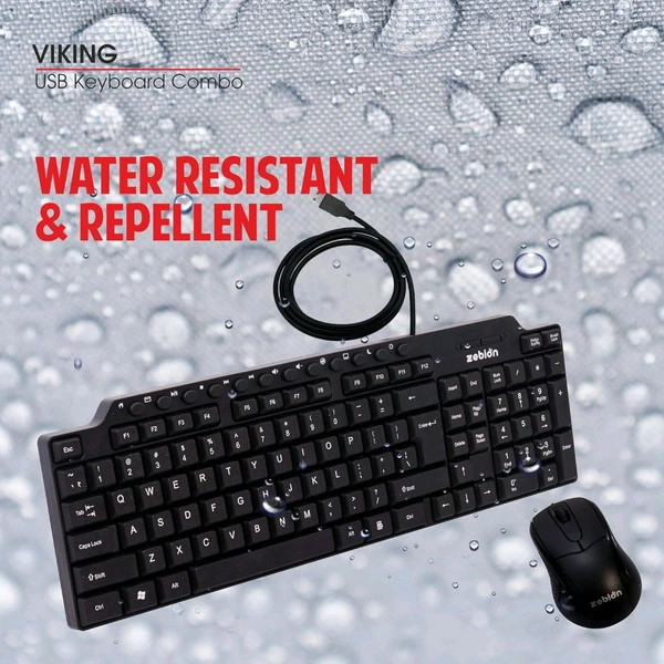ZEBION Vikings Wired Keyboard & Mouse Combo – Slim, Elegant & Ergonomic Chiclet Design with Nano Receiver