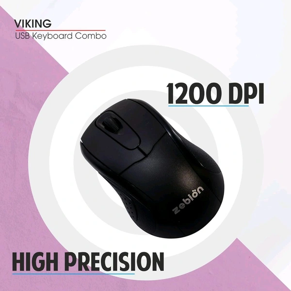 ZEBION Vikings Wired Keyboard & Mouse Combo – Slim, Elegant & Ergonomic Chiclet Design with Nano Receiver