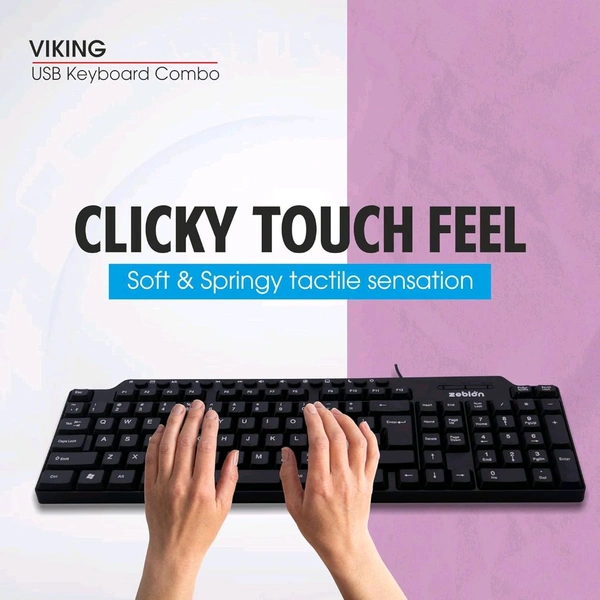 ZEBION Vikings Wired Keyboard & Mouse Combo – Slim, Elegant & Ergonomic Chiclet Design with Nano Receiver
